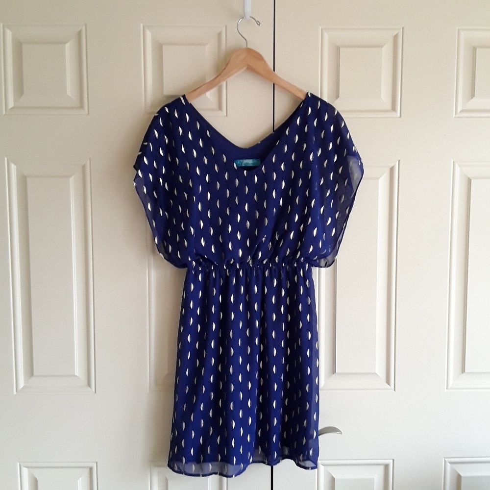 Royal Blue and Silver A-Line Dress
